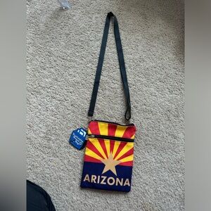 Arizona Jean Company Red Yellow Navy Star Graphic Crossbody Bag